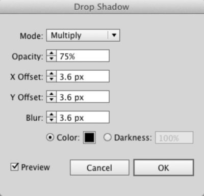 Adobe Illustrator's Drop Shadow dialog box